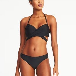 Sexy swim Wrap-Front Halter Underwire Swim Top